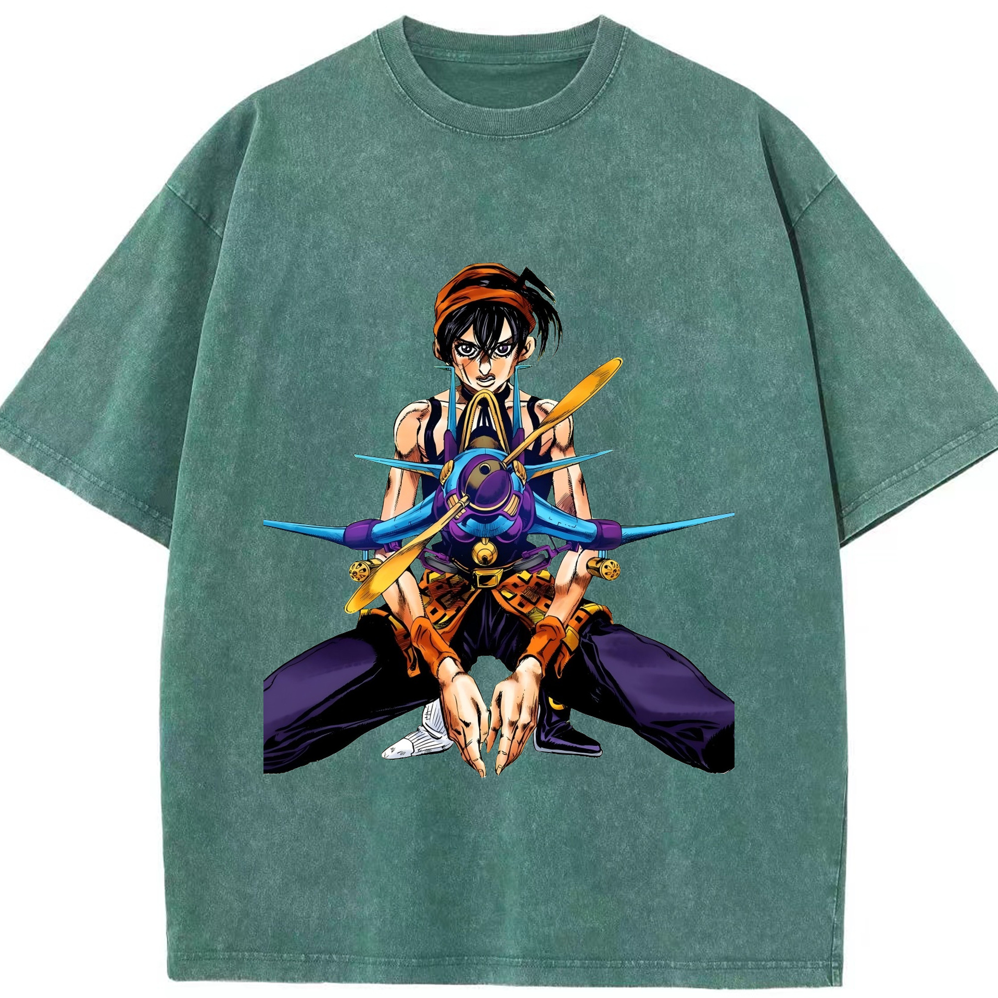 （画像用） ジョジョの奇妙な冒険 ナランチャ?ギルガ JoJo's Bizarre Adventure Narancia Ghirga 綿100% ヴィンテージ風 半袖Tシャツ（フロントプリント）